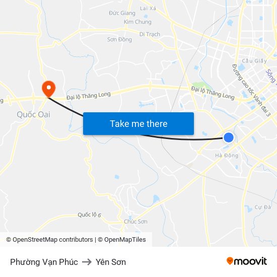 Phường Vạn Phúc to Yên Sơn map