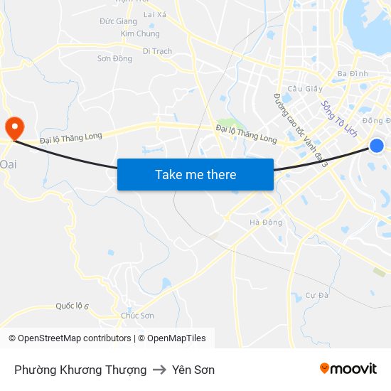 Phường Khương Thượng to Yên Sơn map