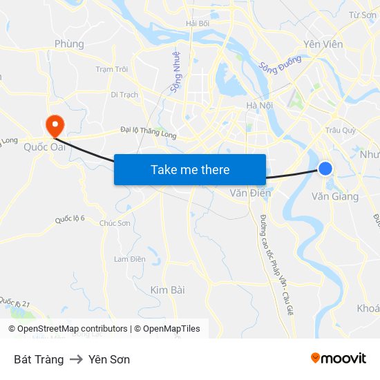 Bát Tràng to Yên Sơn map