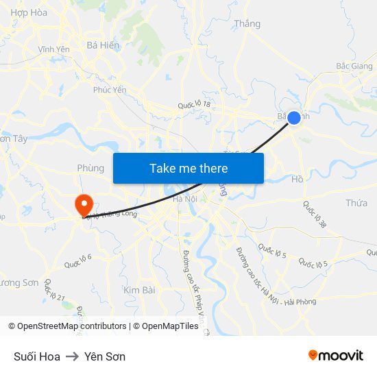 Suối Hoa to Yên Sơn map