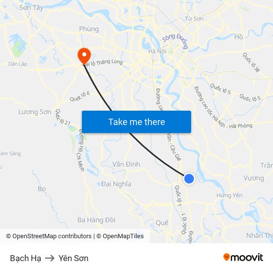 Bạch Hạ to Yên Sơn map