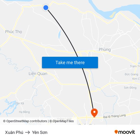 Xuân Phú to Yên Sơn map