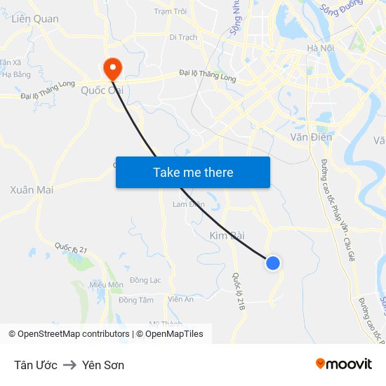 Tân Ước to Yên Sơn map