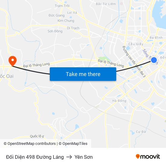 Đối Diện 498 Đường Láng to Yên Sơn map