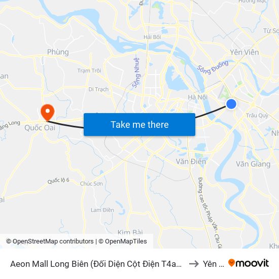 Aeon Mall Long Biên (Đối Diện Cột Điện T4a/2a-B Đường Cổ Linh) to Yên Sơn map