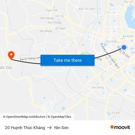 20 Huỳnh Thúc Kháng to Yên Sơn map