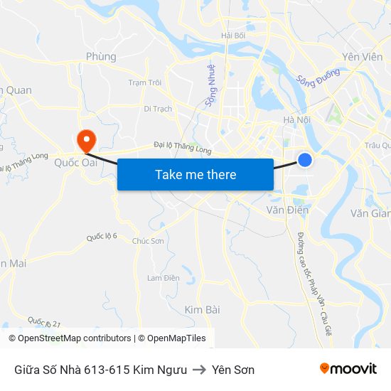 Giữa Số Nhà 613-615 Kim Ngưu to Yên Sơn map