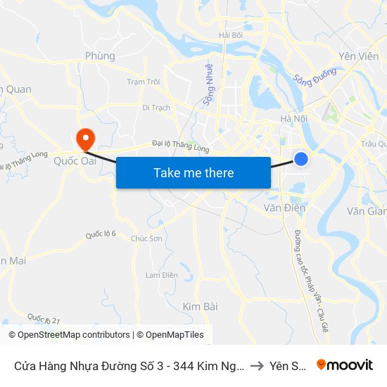 Cửa Hàng Nhựa Đường Số 3 - 344 Kim Ngưu to Yên Sơn map