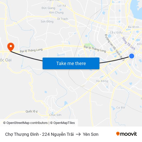 Chợ Thượng Đình - 224 Nguyễn Trãi to Yên Sơn map