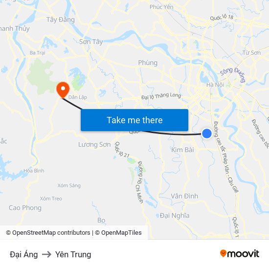 Đại Áng to Yên Trung map