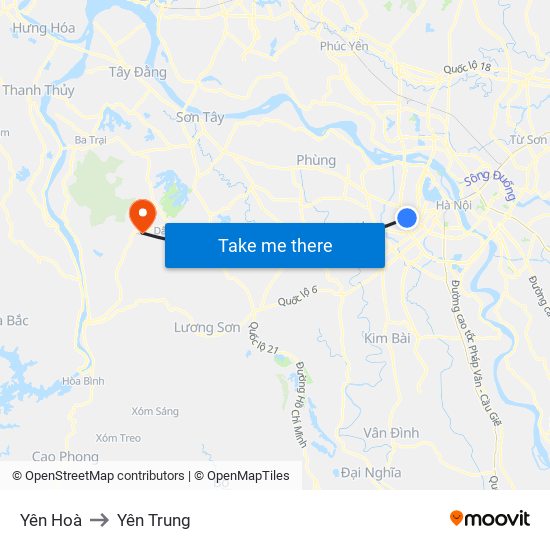 Yên Hoà to Yên Trung map