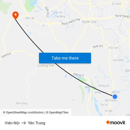 Viên Nội to Yên Trung map