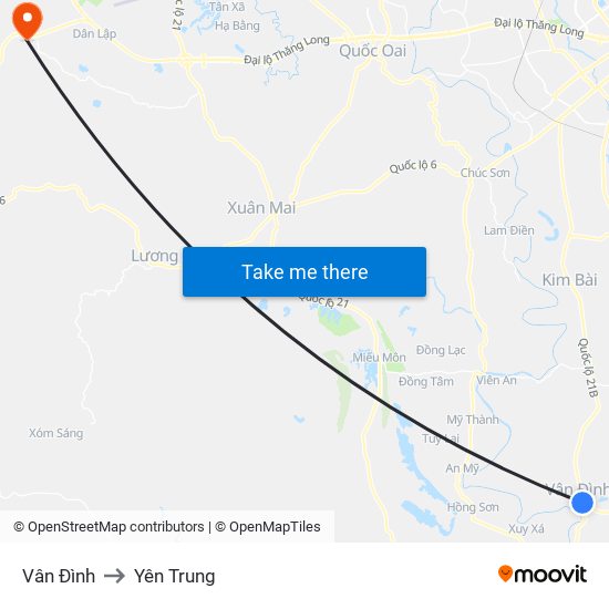 Vân Đình to Yên Trung map