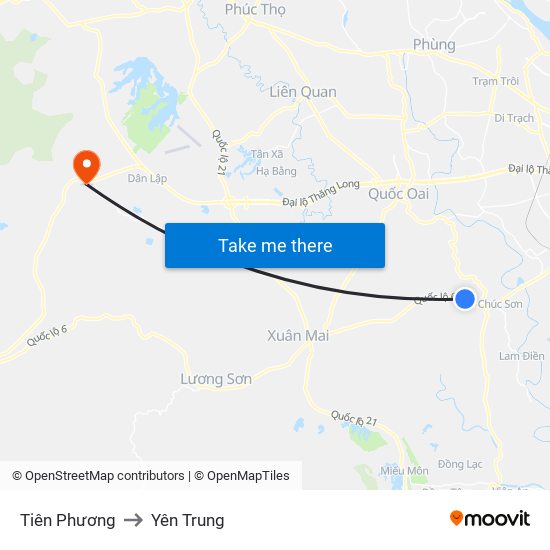 Tiên Phương to Yên Trung map