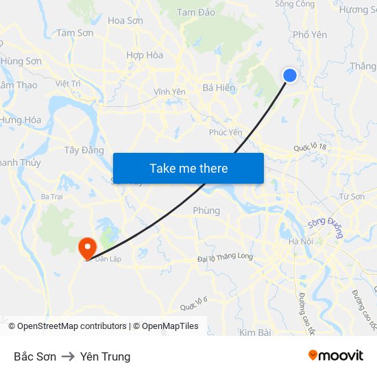 Bắc Sơn to Yên Trung map