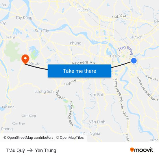 Trâu Quỳ to Yên Trung map