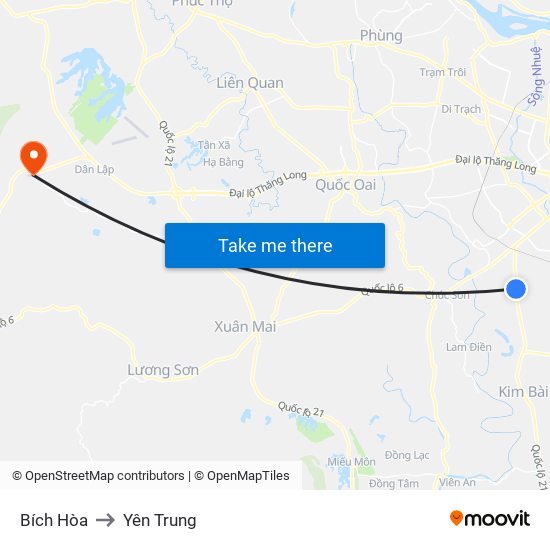 Bích Hòa to Yên Trung map