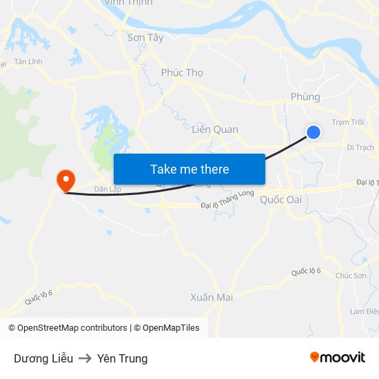 Dương Liễu to Yên Trung map