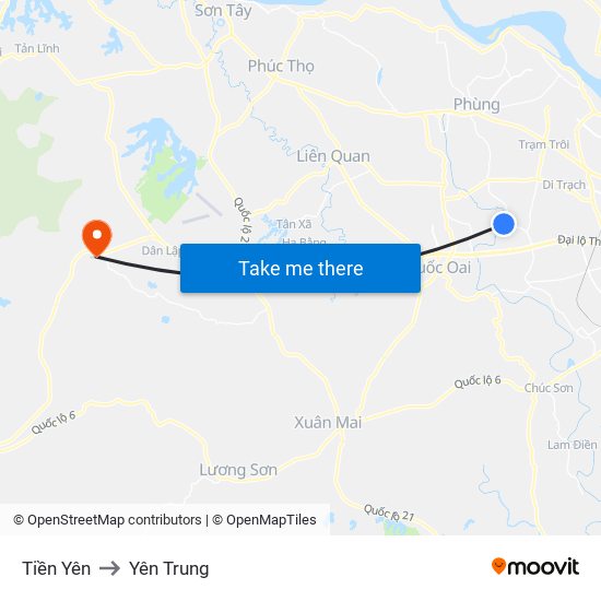 Tiền Yên to Yên Trung map