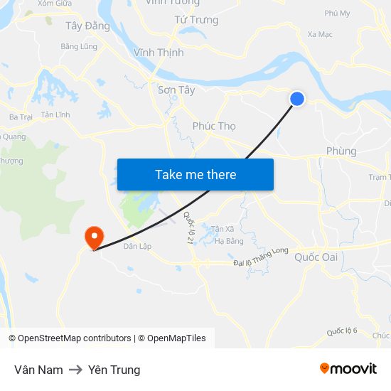 Vân Nam to Yên Trung map