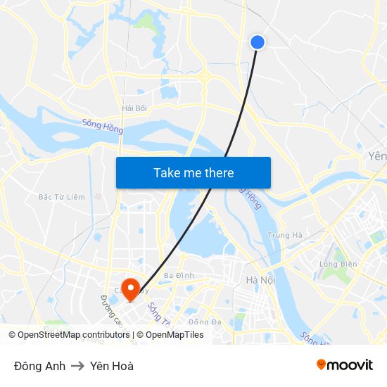 Đông Anh to Yên Hoà map