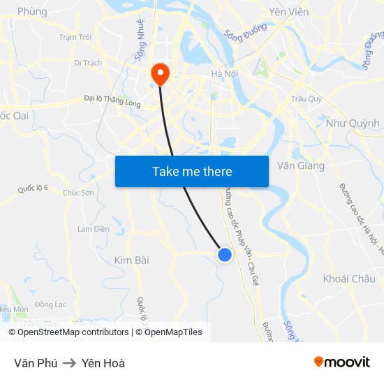 Văn Phú to Yên Hoà map