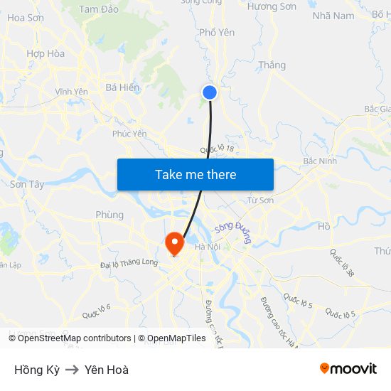 Hồng Kỳ to Yên Hoà map