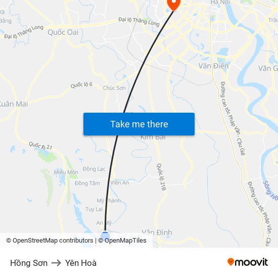 Hồng Sơn to Yên Hoà map