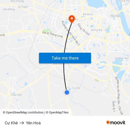 Cự Khê to Yên Hoà map