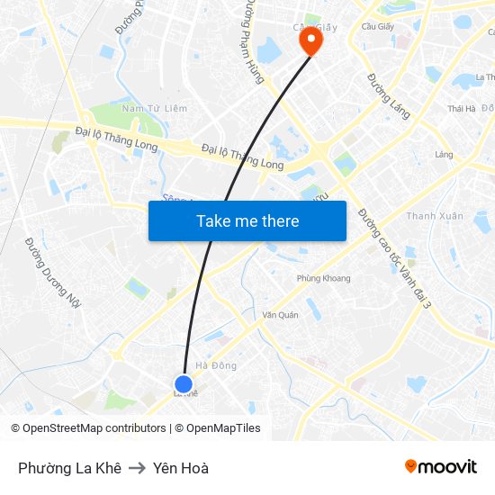 Phường La Khê to Yên Hoà map