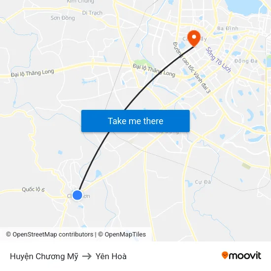 Huyện Chương Mỹ to Yên Hoà map