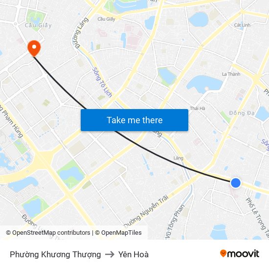 Phường Khương Thượng to Yên Hoà map