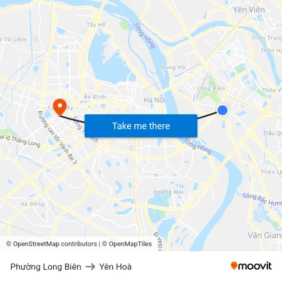 Phường Long Biên to Yên Hoà map