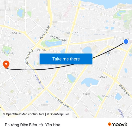 Phường Điện Biên to Yên Hoà map