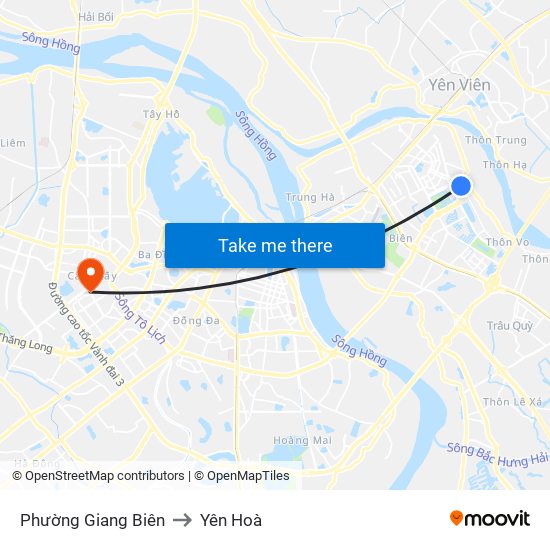 Phường Giang Biên to Yên Hoà map