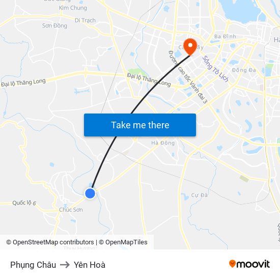 Phụng Châu to Yên Hoà map