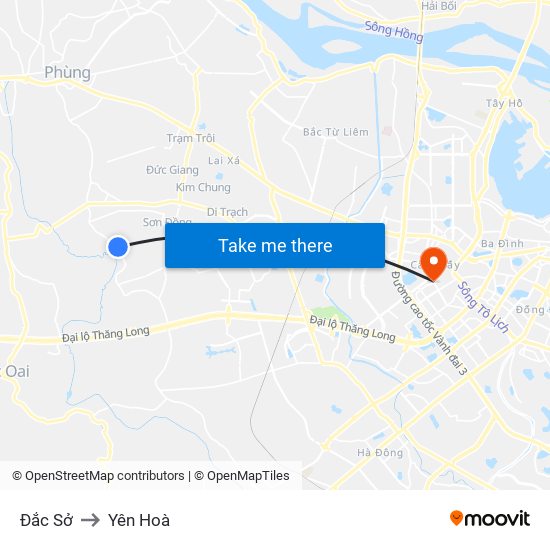 Đắc Sở to Yên Hoà map