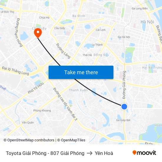 Toyota Giải Phóng - 807 Giải Phóng to Yên Hoà map