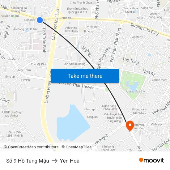 Số 9 Hồ Tùng Mậu to Yên Hoà map