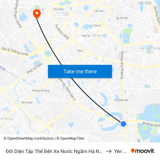 Đối Diện Tập Thể Bến Xe Nước Ngầm Hà Nội - Ngọc Hồi to Yên Hoà map