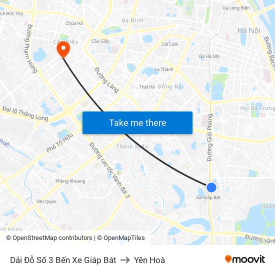 Dải Đỗ Số 3 Bến Xe Giáp Bát to Yên Hoà map