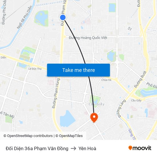 Đối Diện 36a Phạm Văn Đồng to Yên Hoà map