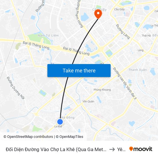 Đối Diện Đường Vào Chợ La Khê (Qua Ga Metro La Khê) - 405 Quang Trung (Hà Đông) to Yên Hoà map