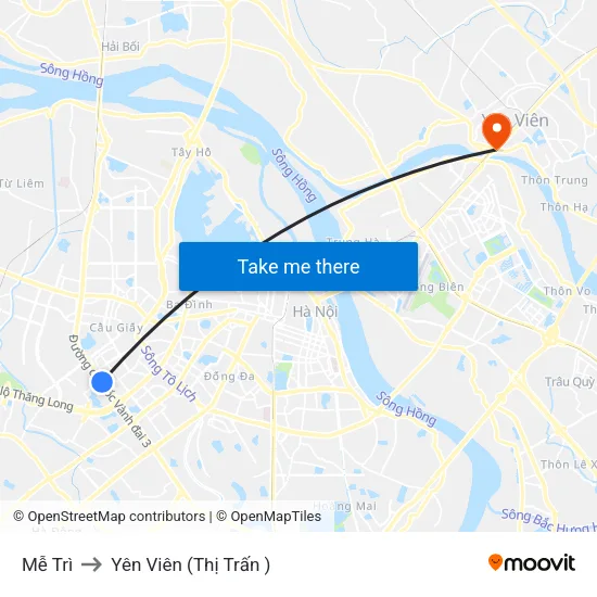 Mễ Trì to Yên Viên (Thị Trấn ) map