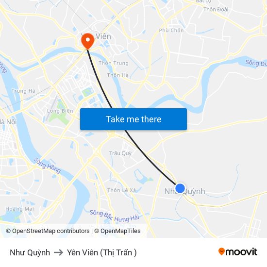 Như Quỳnh to Yên Viên (Thị Trấn ) map