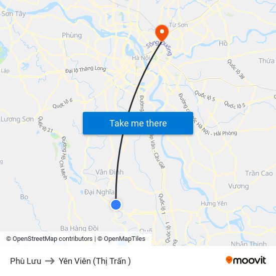 Phù Lưu to Yên Viên (Thị Trấn ) map