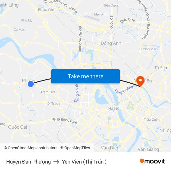 Huyện Đan Phượng to Yên Viên (Thị Trấn ) map