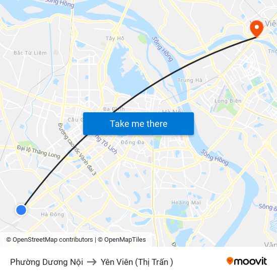 Phường Dương Nội to Yên Viên (Thị Trấn ) map