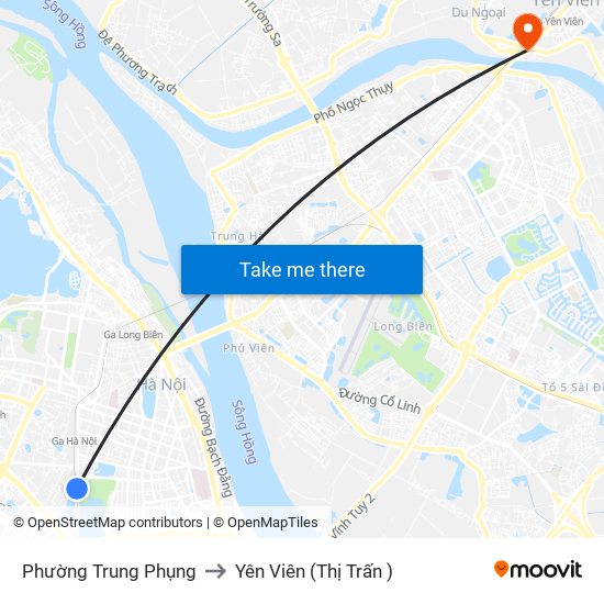 Phường Trung Phụng to Yên Viên (Thị Trấn ) map