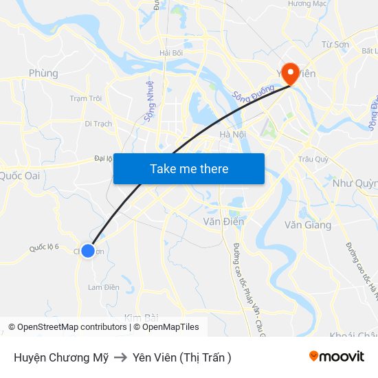 Huyện Chương Mỹ to Yên Viên (Thị Trấn ) map